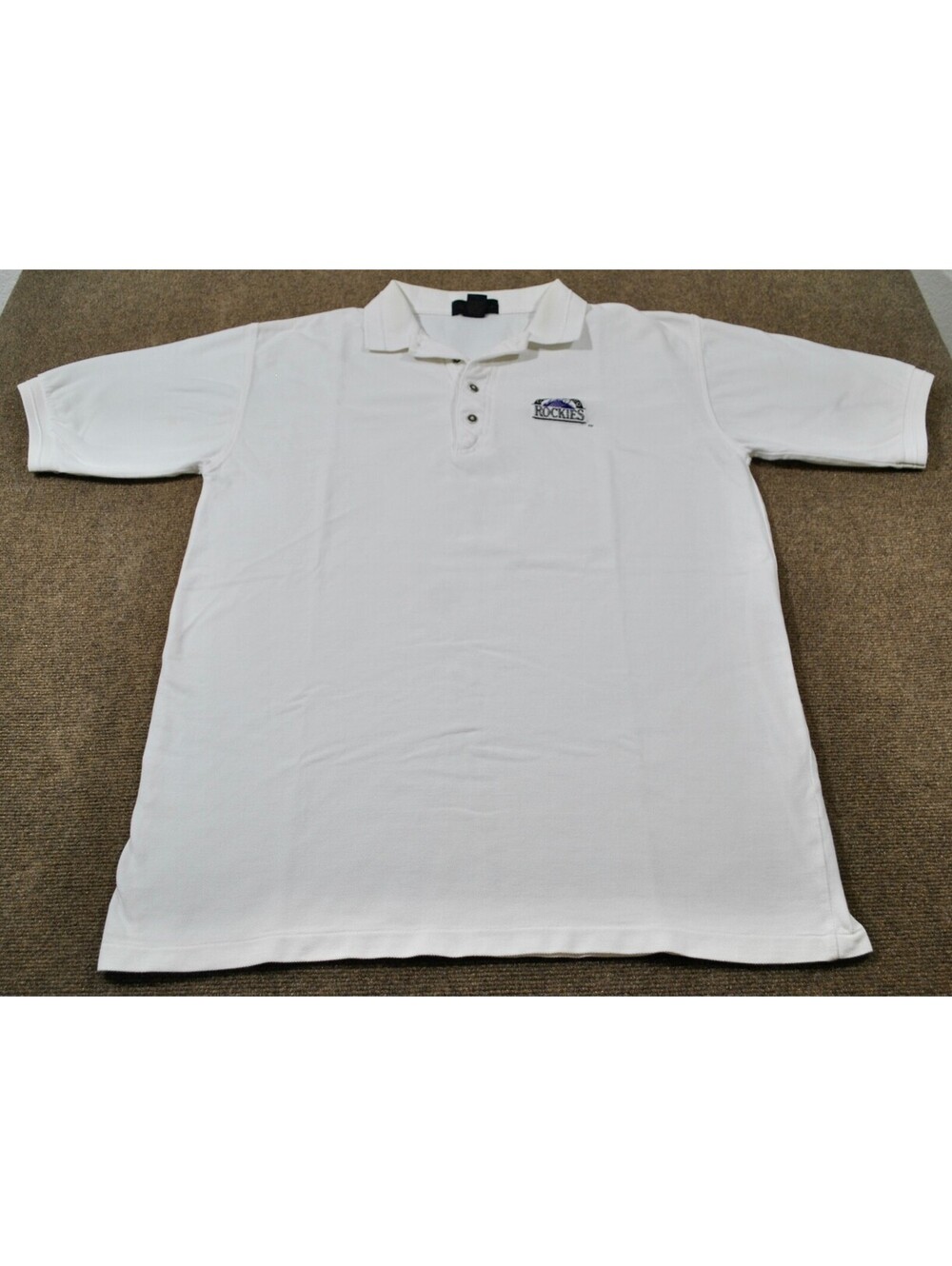 Colorado Rockies 90s Vintage MLB Baseball Golf White Men's Polo Size Large